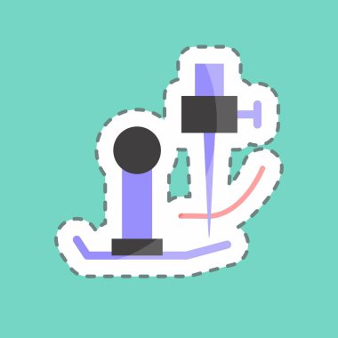 Çıkartma çizgisi dikiş makinesinin parçalarını kesti. Terzi sembolü için uygun. Basit dizayn edilebilir. tasarım şablonu. Basit gösterim