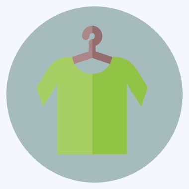 Askıda Icon Shirt. Terzi sembolü için uygun. Düz stil. Basit dizayn edilebilir. tasarım şablonu. Basit gösterim