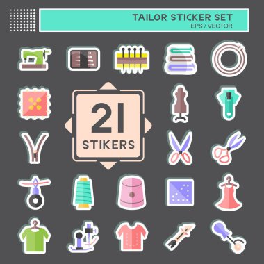 Terzi Çıkartması Seti. Terzi sembolü için uygun. Basit dizayn edilebilir. tasarım şablonu. Basit gösterim