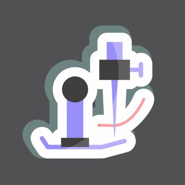 Etiket Dikiş Makinesi Parçaları. Terzi sembolü için uygun. Basit dizayn edilebilir. tasarım şablonu. Basit gösterim