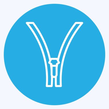 Simge Fermuarı. Terzi sembolü için uygun. Mavi gözlü. Basit dizayn edilebilir. tasarım şablonu. Basit gösterim