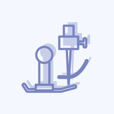 Simge Dikiş Makinesi Parçaları. Terzi sembolü için uygun. İki ton stili. Basit dizayn edilebilir. tasarım şablonu. Basit gösterim