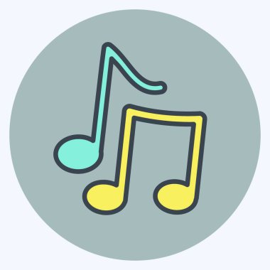 Simgesel Müzik Notası. Müzik sembolü için uygun. renk arkadaşı stili. Basit dizayn edilebilir. tasarım şablonu. Basit gösterim