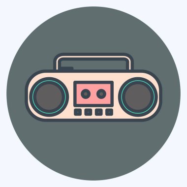 Simge Casette Oynatıcı. Müzik sembolü için uygun. renk arkadaşı stili. Basit dizayn edilebilir. tasarım şablonu. Basit gösterim