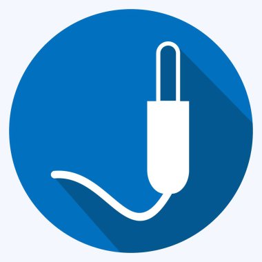 Simge kulaklıklı Pin. Müzik sembolü için uygun. Uzun gölge tarzı. Basit dizayn edilebilir. tasarım şablonu. Basit gösterim