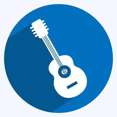 Simge Gitarı. Müzik sembolü için uygun. Uzun gölge tarzı. Basit dizayn edilebilir. tasarım şablonu. Basit gösterim