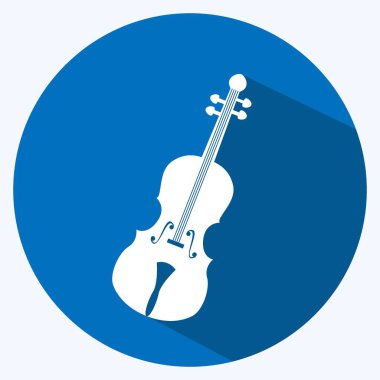 İkon çello. Müzik sembolü için uygun. Uzun gölge tarzı. Basit dizayn edilebilir. tasarım şablonu. Basit gösterim