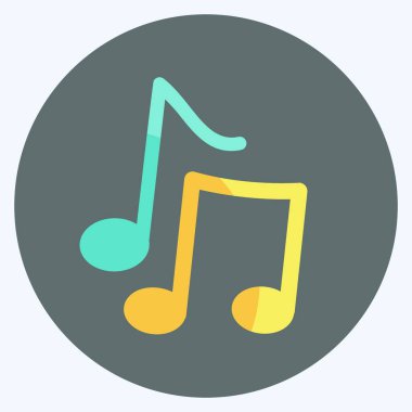 Simgesel Müzik Notası. Müzik sembolü için uygun. Düz stil. Basit dizayn edilebilir. tasarım şablonu. Basit gösterim