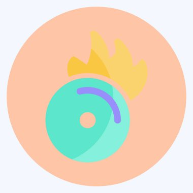 Ateş 'te ikon CD' si. Müzik sembolü için uygun. Düz stil. Basit dizayn edilebilir. tasarım şablonu. Basit gösterim