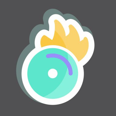 Çıkartma CD 'si ateşte. Müzik sembolü için uygun. renk arkadaşı stili. Basit dizayn edilebilir. tasarım şablonu. Basit gösterim