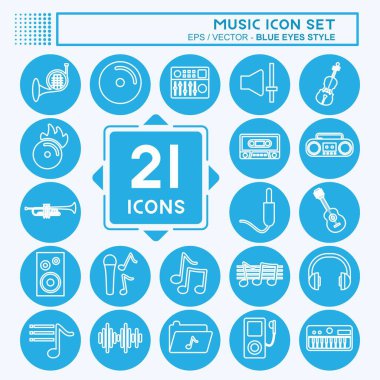 Müzik Simgesi Ayarları. Eğitim sembolü için uygun. Mavi gözlü. Basit dizayn edilebilir. tasarım şablonu. Basit gösterim