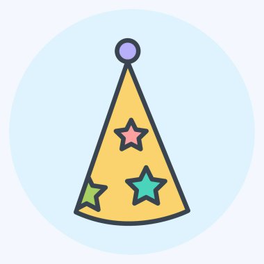 Icon Party Şapkası II. Parti sembolü için uygun. renk arkadaşı stili. Basit dizayn edilebilir. tasarım şablonu. Basit gösterim