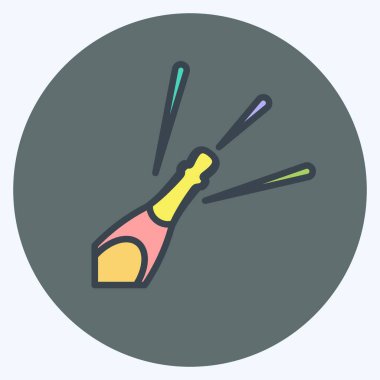 Simge Şişe Açılışı. Parti sembolü için uygun. renk arkadaşı stili. Basit dizayn edilebilir. tasarım şablonu. Basit gösterim