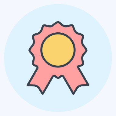 Simge Rozeti. Parti sembolü için uygun. renk arkadaşı stili. Basit dizayn edilebilir. tasarım şablonu. Basit gösterim