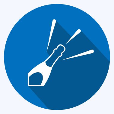 Simge Şişe Açılışı. Parti sembolü için uygun. Uzun gölge tarzı. Basit dizayn edilebilir. tasarım şablonu. Basit gösterim