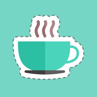 Etiket hattı Kahve Kupasını kesti. Parti sembolü için uygun. Basit dizayn edilebilir. tasarım şablonu. Basit gösterim