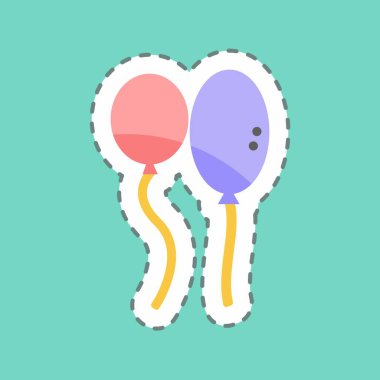 Çıkartma çizgisi Balonları kesti. Parti sembolü için uygun. Basit dizayn edilebilir. tasarım şablonu. Basit gösterim