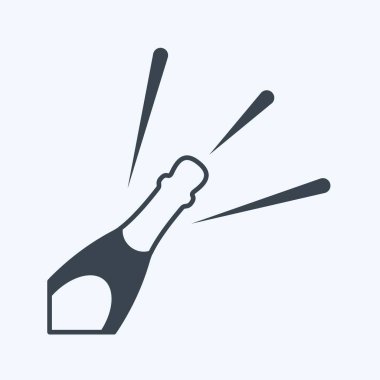 Simge Şişe Açılışı. Parti sembolü için uygun. Kabartma tarzı. Basit dizayn edilebilir. tasarım şablonu. Basit gösterim