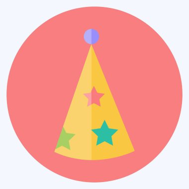 Icon Party Şapkası II. Parti sembolü için uygun. Düz stil. Basit dizayn edilebilir. tasarım şablonu. Basit gösterim