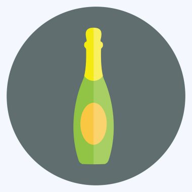 Simgesel Şampanya. Parti sembolü için uygun. Düz stil. Basit dizayn edilebilir. tasarım şablonu. Basit gösterim