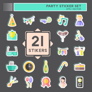 Parti Etiketi Seti. Eğitim sembolü için uygun. Basit dizayn edilebilir. tasarım şablonu. Basit gösterim