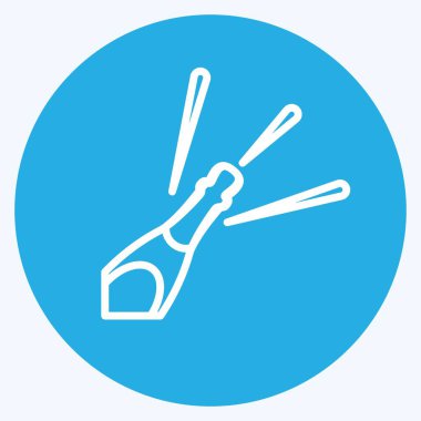 Simge Şişe Açılışı. Parti sembolü için uygun. Mavi gözlü. Basit dizayn edilebilir. tasarım şablonu. Basit gösterim