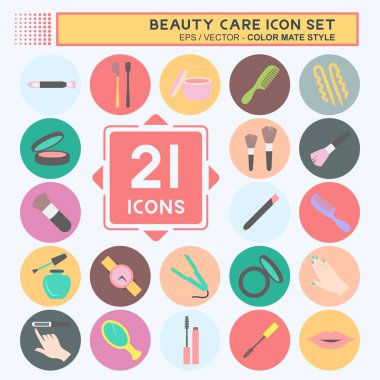 Güzellik ikonu seti. Güzellik sembolü için uygun. renk arkadaşı stili. Basit dizayn edilebilir. tasarım şablonu. Basit gösterim