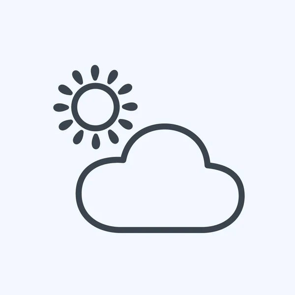 Icon Cloudy Weather Suitable Spring Symbol Line Style Simple Design — Vector de stock