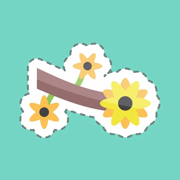 Sticker Line Cut Flower Branch Suitable Spring Symbol Simple Design — Image vectorielle