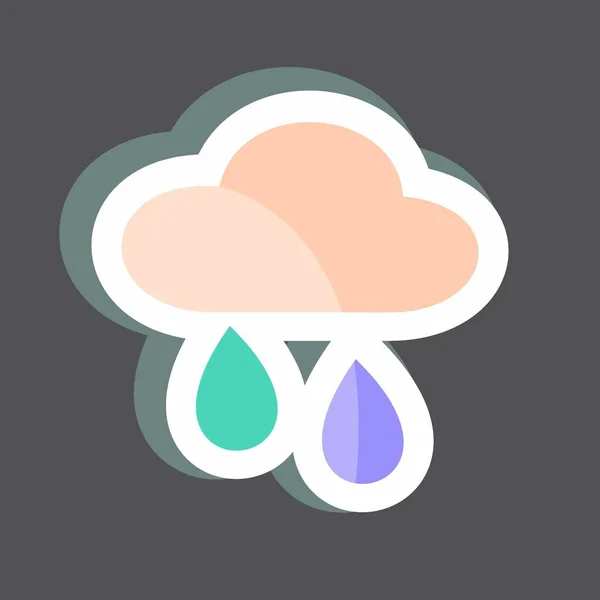 Sticker Raining Suitable Spring Symbol Simple Design Editable Design Template — стоковый вектор