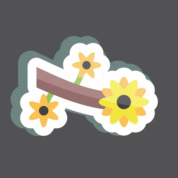 Sticker Flower Branch Suitable Spring Symbol Simple Design Editable Design — Wektor stockowy