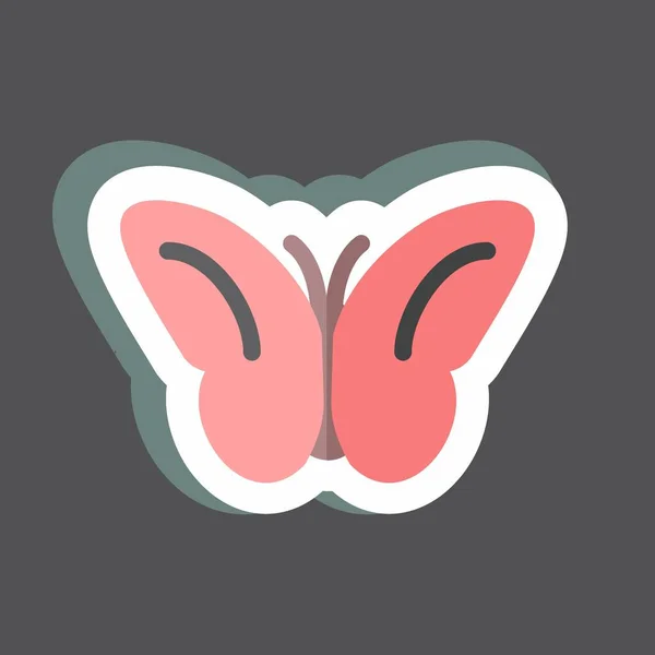 Sticker Butterfly Flying Suitable Spring Symbol Simple Design Editable Design —  Vetores de Stock