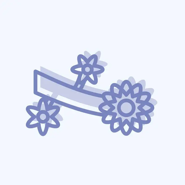 Icon Flower Branch Suitable Spring Symbol Two Tone Style Simple — стоковый вектор