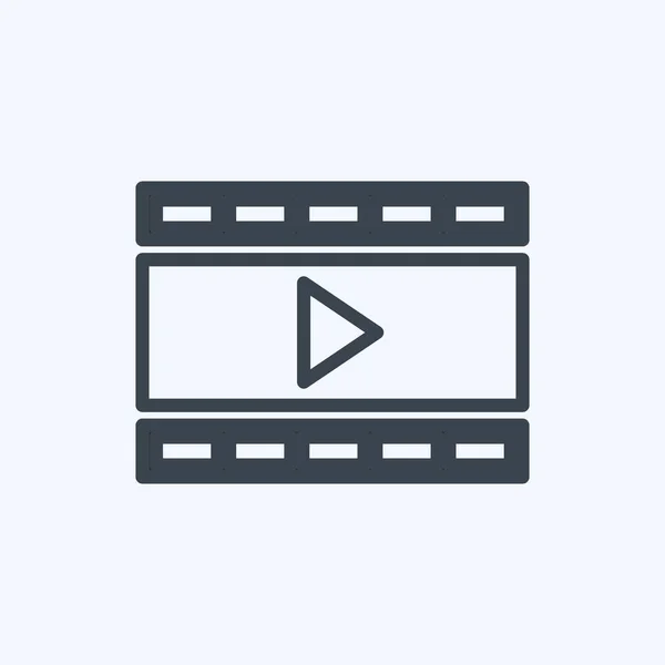 Icon Video Animation Suitable Services Symbol Line Style Simple Design — стоковый вектор