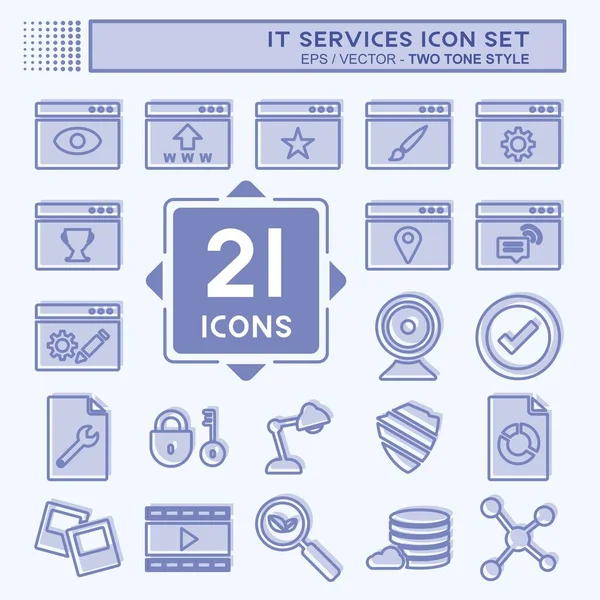 IT Servis Simgesi Ayarlandı. IT Servisleri sembolü için uygun. İki ton stili. Basit dizayn edilebilir. tasarım şablonu. Basit gösterim