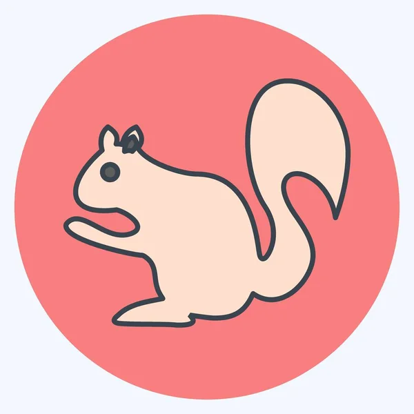 Icon Squirrel Suitable Animal Symbol Color Mate Style Simple Design — Vettoriale Stock