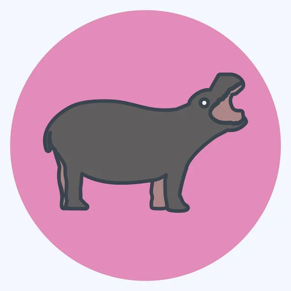 Icon Hippo Suitable Animal Symbol Color Mate Style Simple Design — Vettoriale Stock