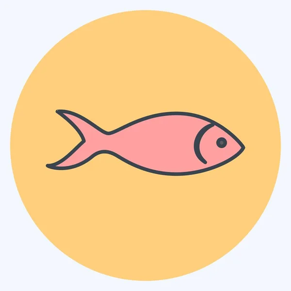 Icono Pescado Adecuado Para Símbolo Animal Estilo Mate Color Diseño — Vector de stock