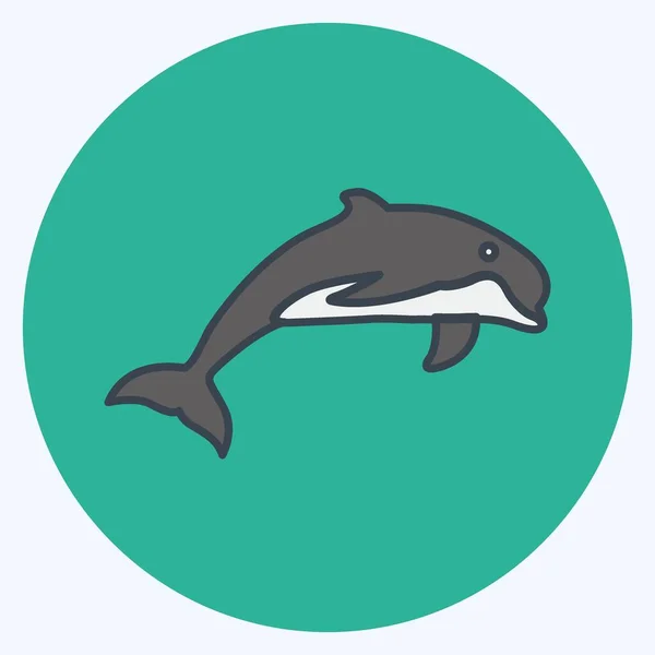 Ikona Delfín Vhodné Pro Zvířecí Symbol Styl Barevného Partnera Jednoduchý — Stockový vektor