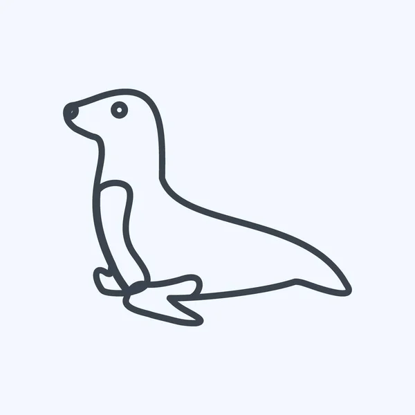 Icon Sea Dog Suitable Animal Symbol Line Style Simple Design — Wektor stockowy