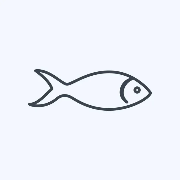 Icono Pescado Adecuado Para Símbolo Animal Estilo Línea Diseño Simple — Vector de stock