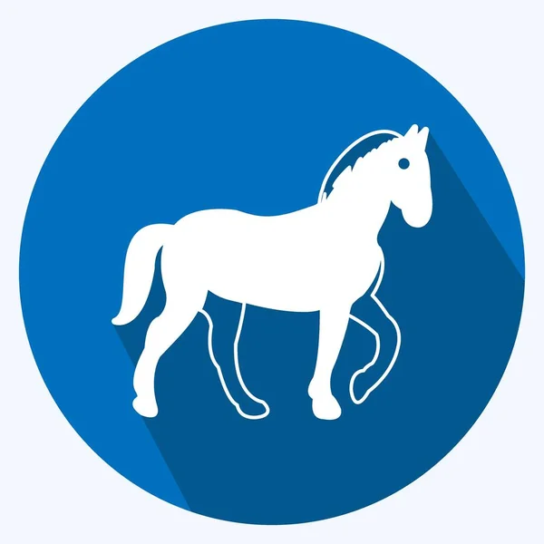 Icon Horse Suitable Animal Symbol Long Shadow Style Simple Design — стоковый вектор