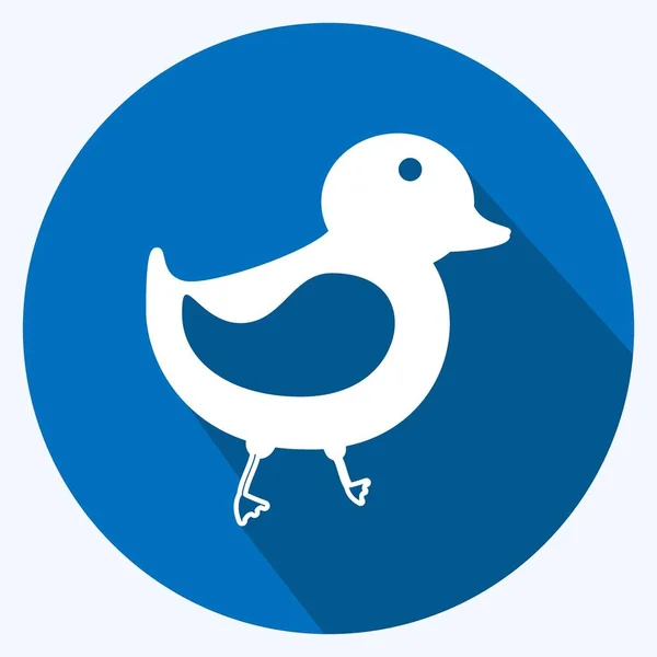 Icon Duck Suitable Animal Symbol Long Shadow Style Simple Design — Vector de stock