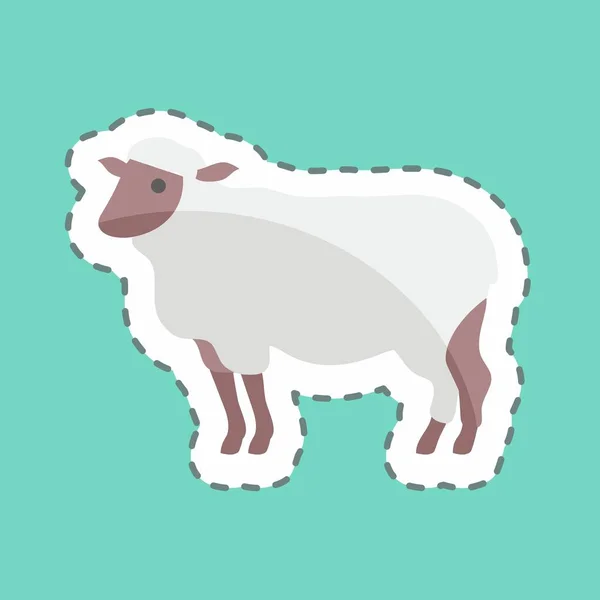 Sticker Line Cut Sheep Suitable Animal Symbol Simple Design Editable — Vetor de Stock