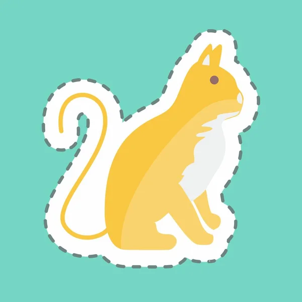 Sticker Line Cut Cat Suitable Animal Symbol Simple Design Editable — Stockový vektor