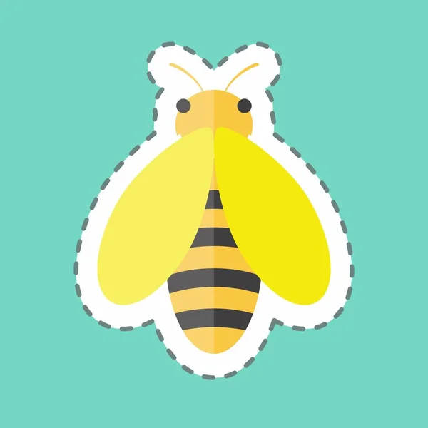 Ligne Autocollante Coupée Bee Adapté Symbole Animal Conception Simple Modifiable — Image vectorielle