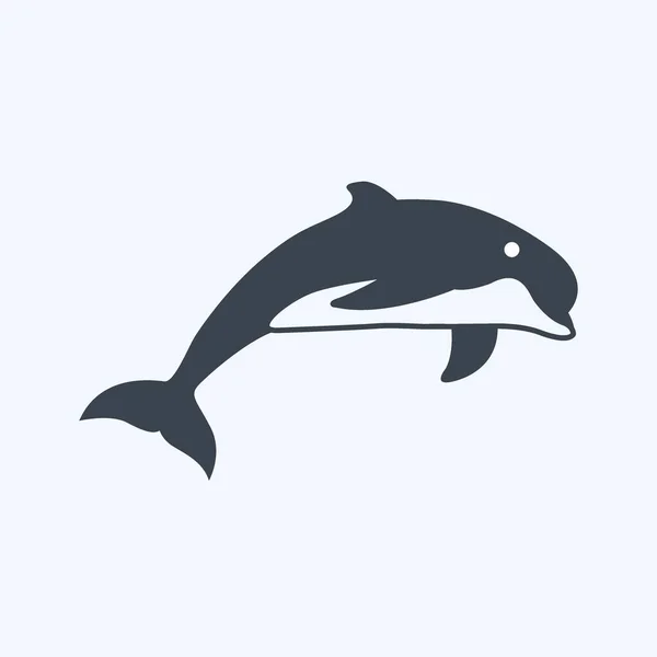 Ikona Delfín Vhodné Pro Zvířecí Symbol Styl Glyfu Jednoduchý Design — Stockový vektor