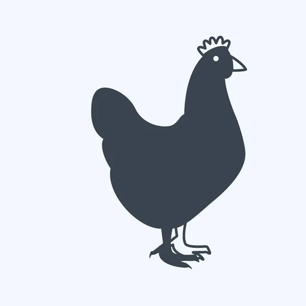 Κοτόπουλο Εικονίδιο Κατάλληλο Για Ζωικό Σύμβολο Στυλ Glyph Απλό Σχεδιασμό — Διανυσματικό Αρχείο