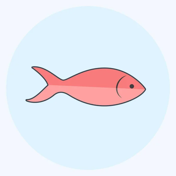 Icon Fish Suitable Animal Symbol Flat Style Simple Design Editable — ストックベクタ