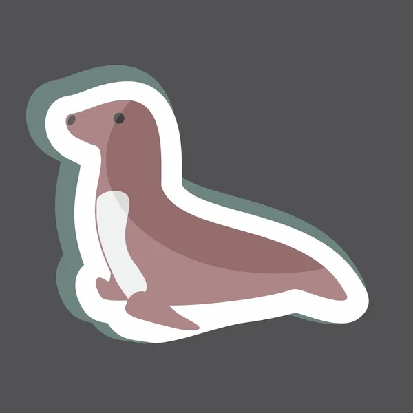 Sticker Sea Dog Suitable Animal Symbol Simple Design Editable Design — Vettoriale Stock